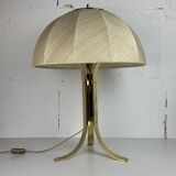Large ( 65 cm ) midcentury brass space age mushroom table lamp, 1960s