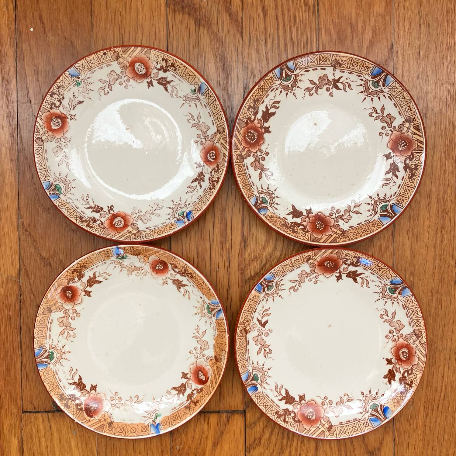 4 Digoin Sarreguemines earthenware saucers