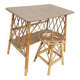 Bureau en rotin avec tabouret vintage- 1950s