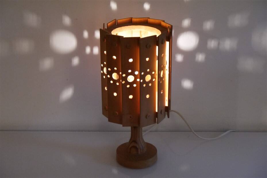 Vintage Scandinavian wooden lamp 1970