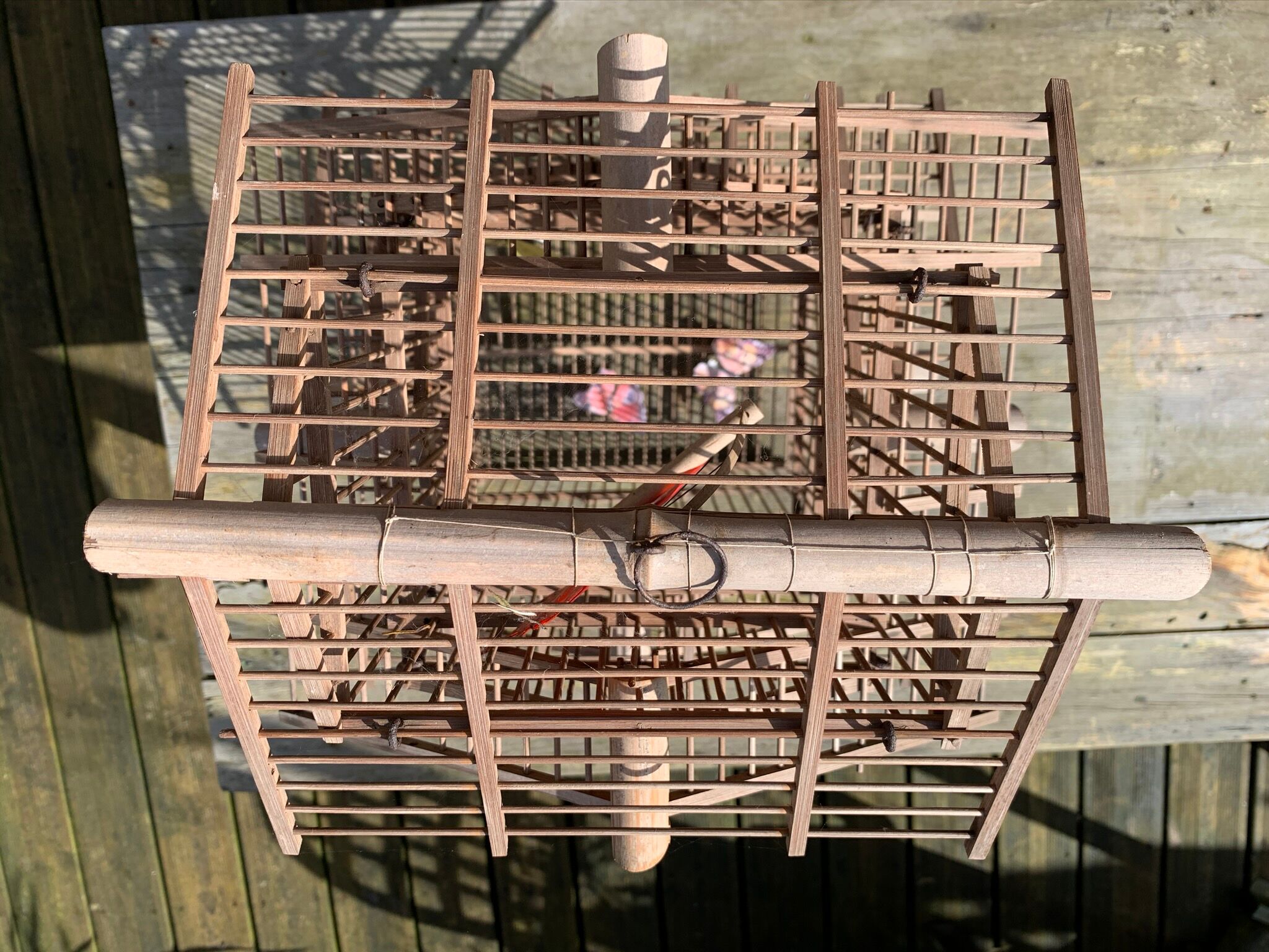 Large vintage bamboo birdcage