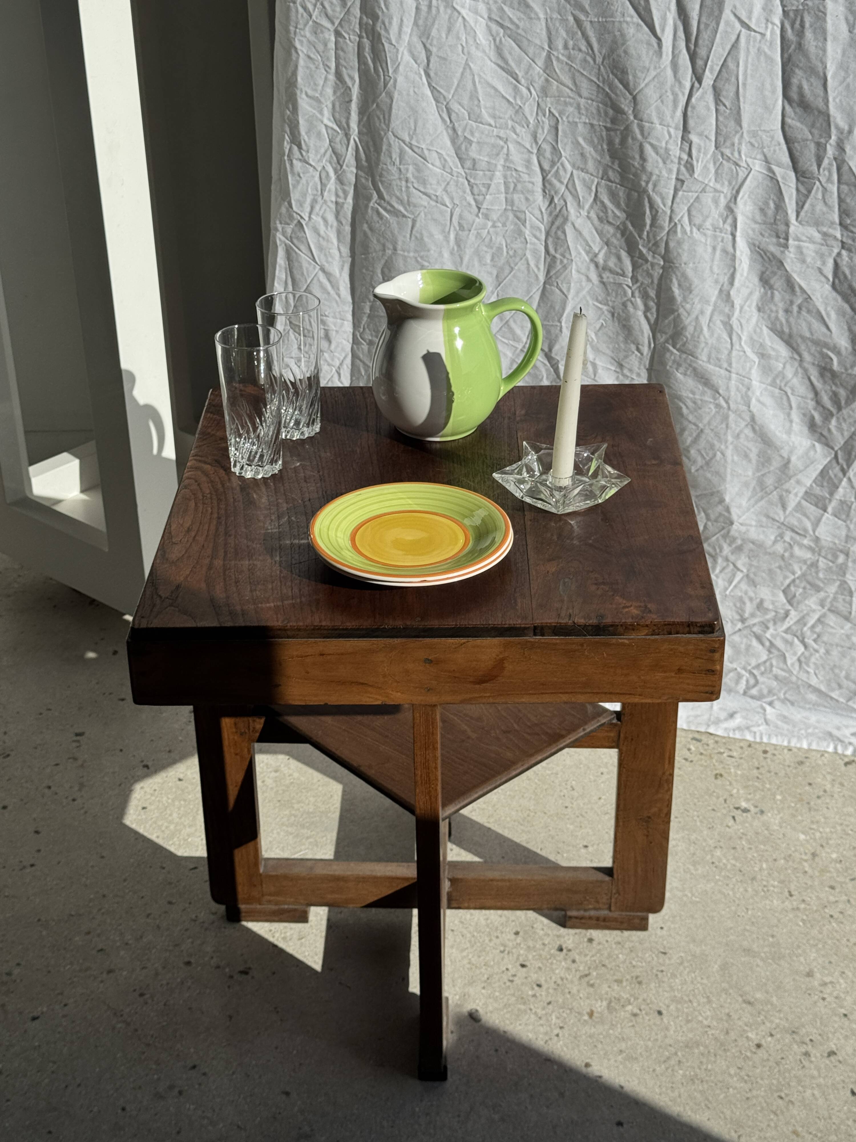 90s white and green ceramic carafe H17 D11