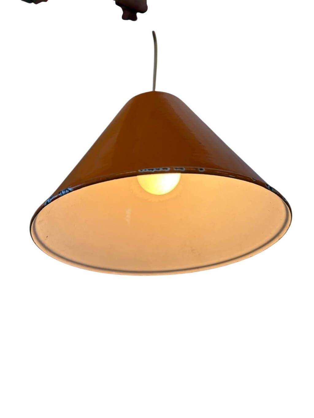 Vintage orange metal pendant light
