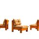 Fauteuil bas en bois de pin en tissu bronze