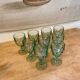 9 green molded glass glasses