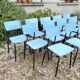 Set of 12 blue formica chairs