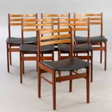 Pair of Scandinavian teak and black leatherette chairs – Denmark 1960