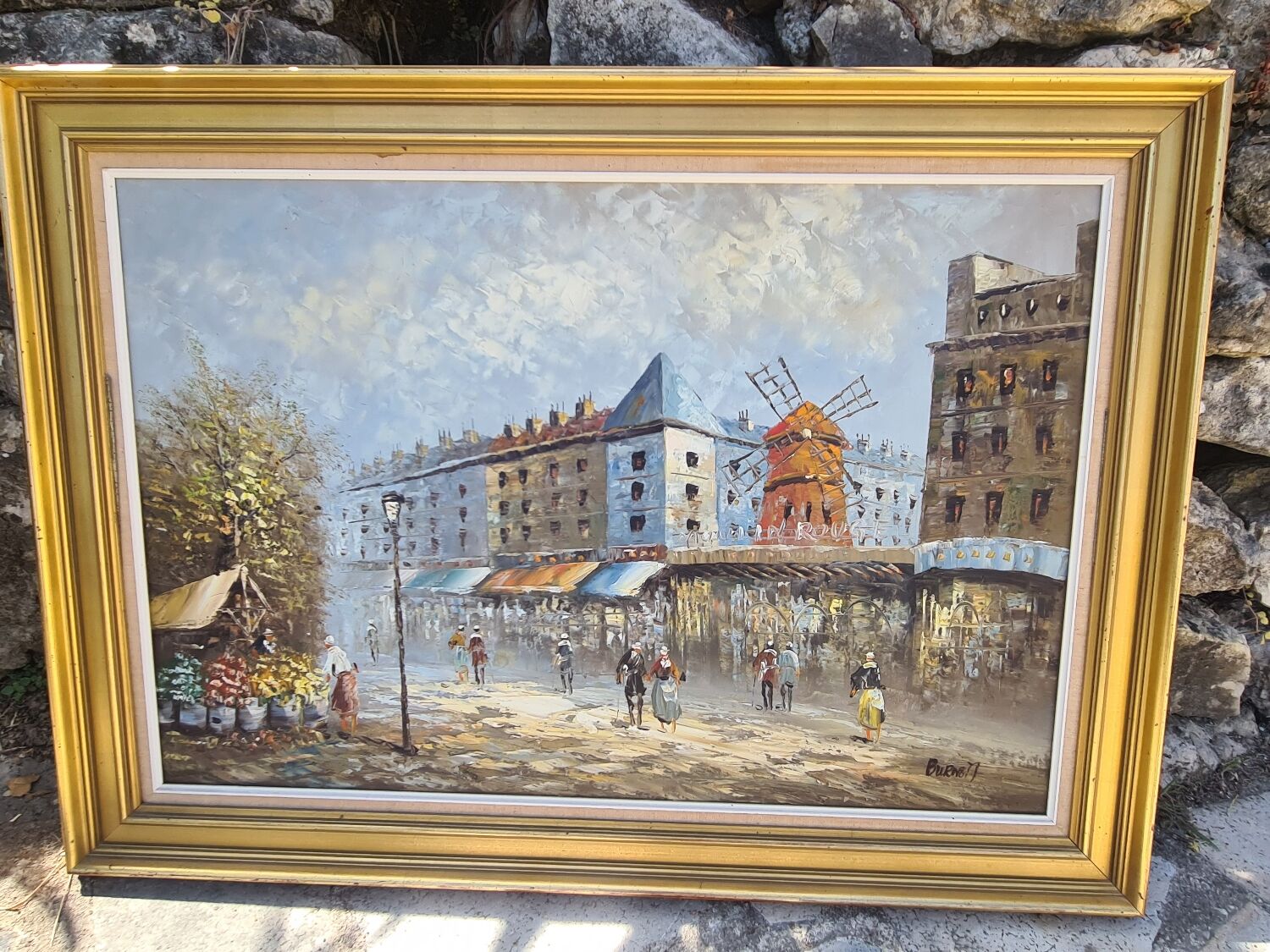 Painting on canvas "The Moulin Rouge" by C.Burnett