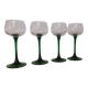 Set of 4 old green-stemmed wine glasses from Alsace Engraved vine decoration ARC cristal