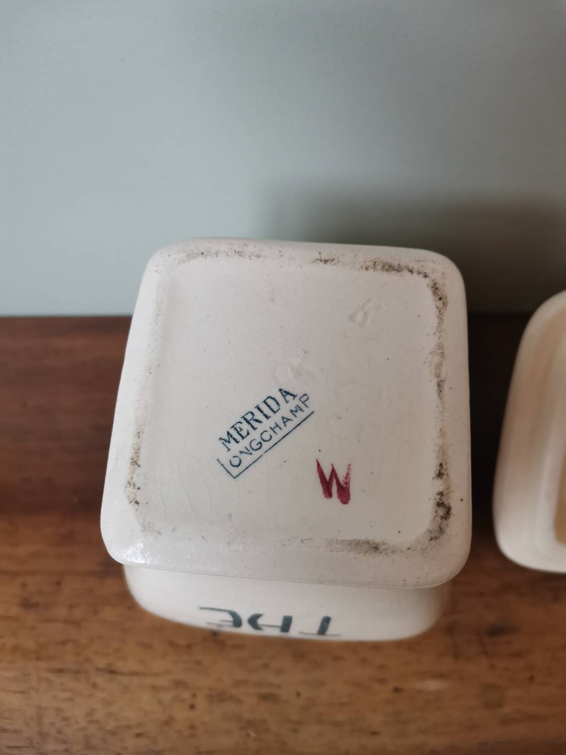 Set of 2 pot box spices tea vintage ceramic Longchamp model Mérida art nouveau