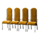 Ensemble de 4 chaises en métal velours jaune 1970 vintage modernisme