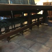 Monastery table - 9 chairs and 2 Louis XIII oak armchairs.