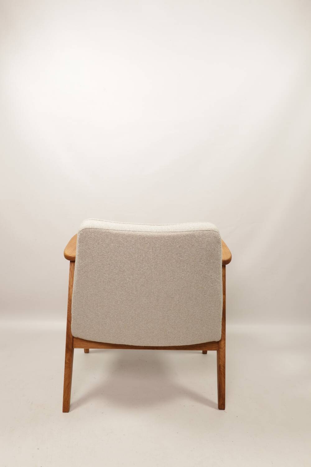 Vintage armchair beige and oak wood modern design 366