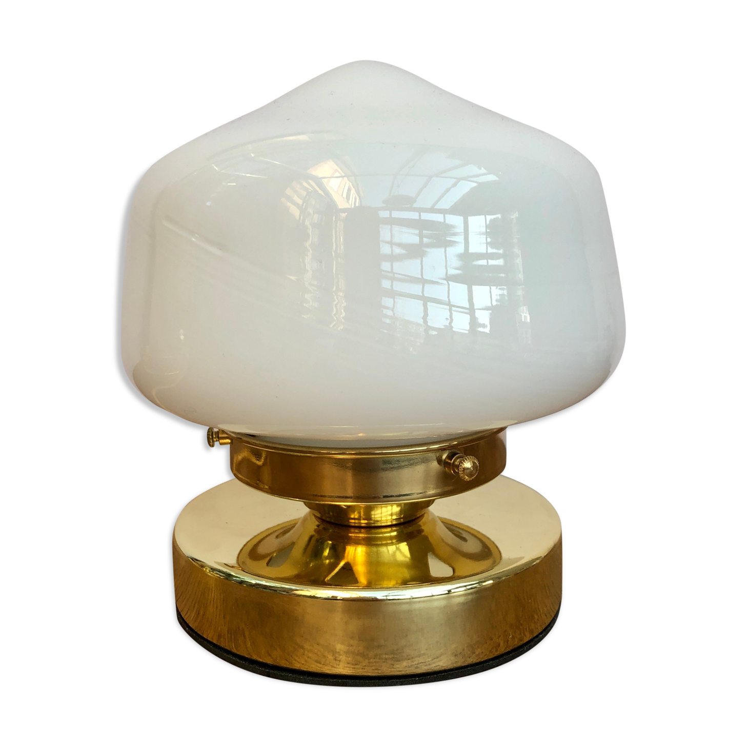 Vintage globe-laying lamp in white opaline
