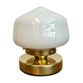 Vintage globe-laying lamp in white opaline