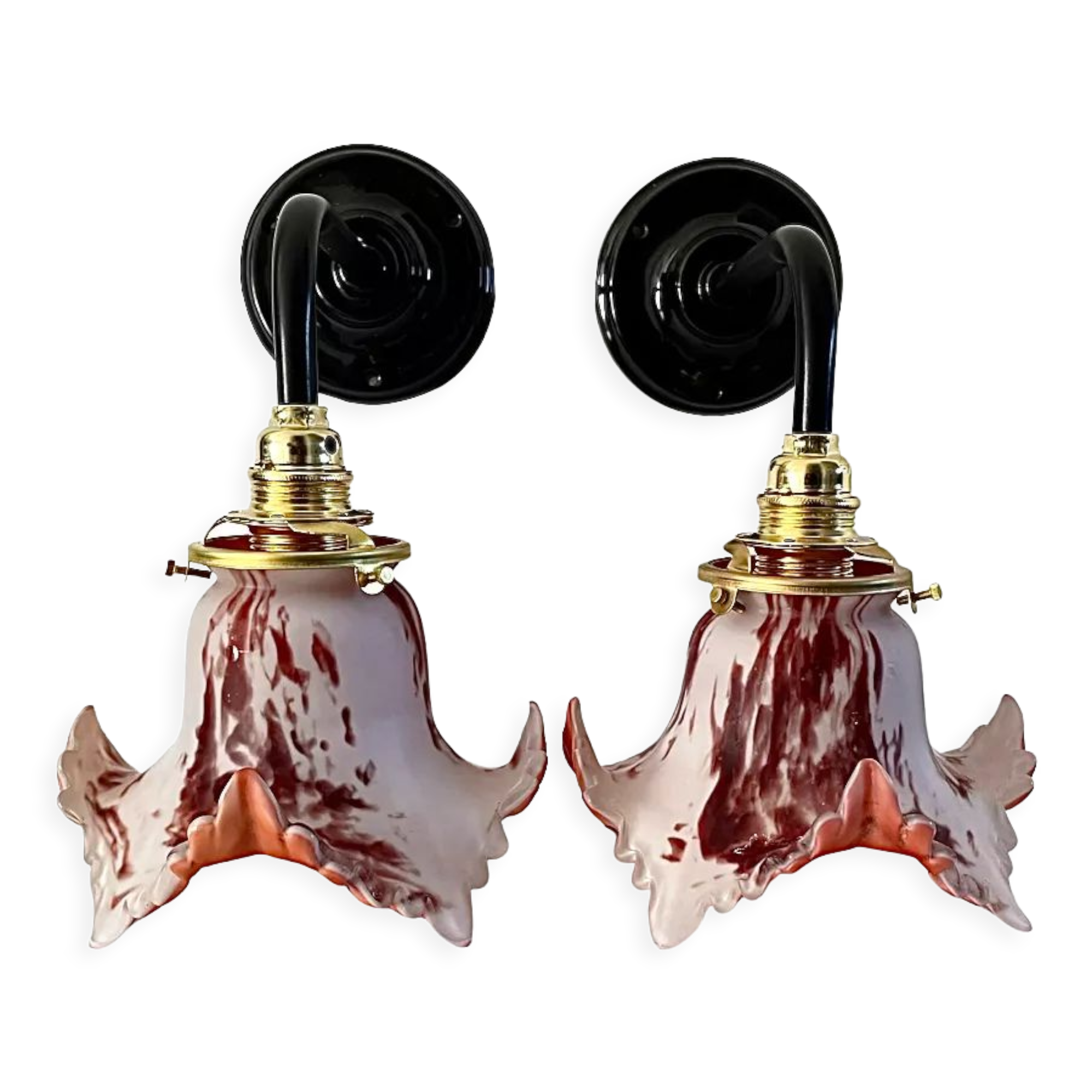 Pair of new electrified art deco wall lamps