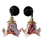 Pair of new electrified art deco wall lamps