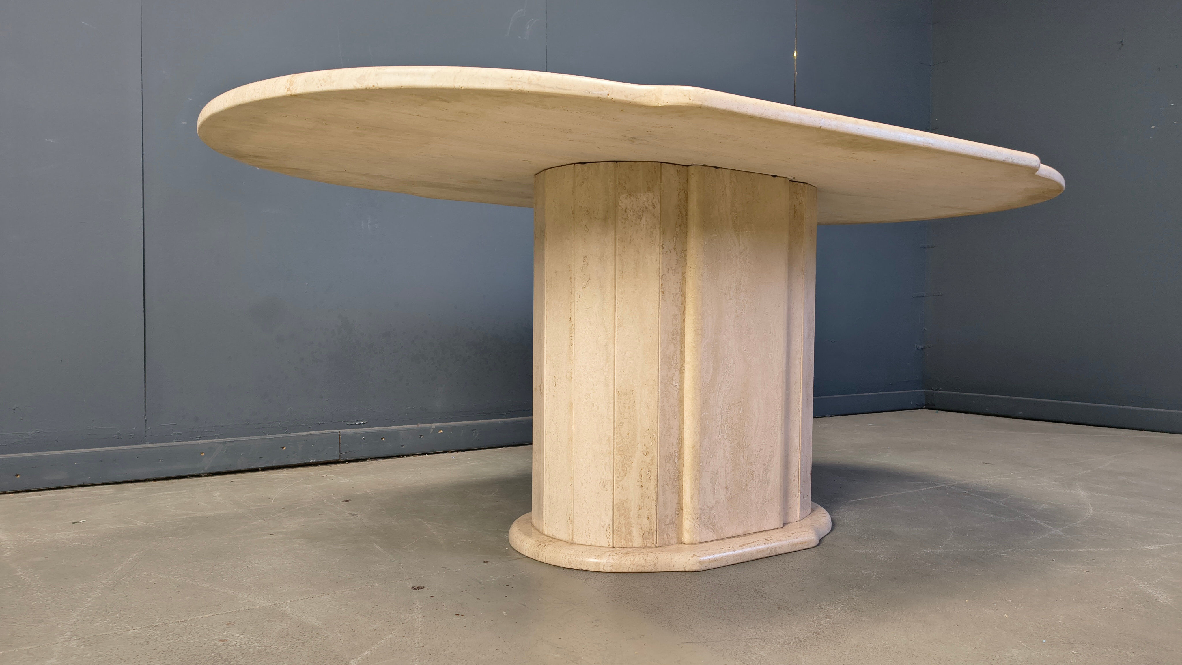 Vintage oval travertine dining table, 1970s