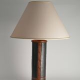 Mid-Century Modern Aztec Motif Hand Tooled Leather Table Lamp