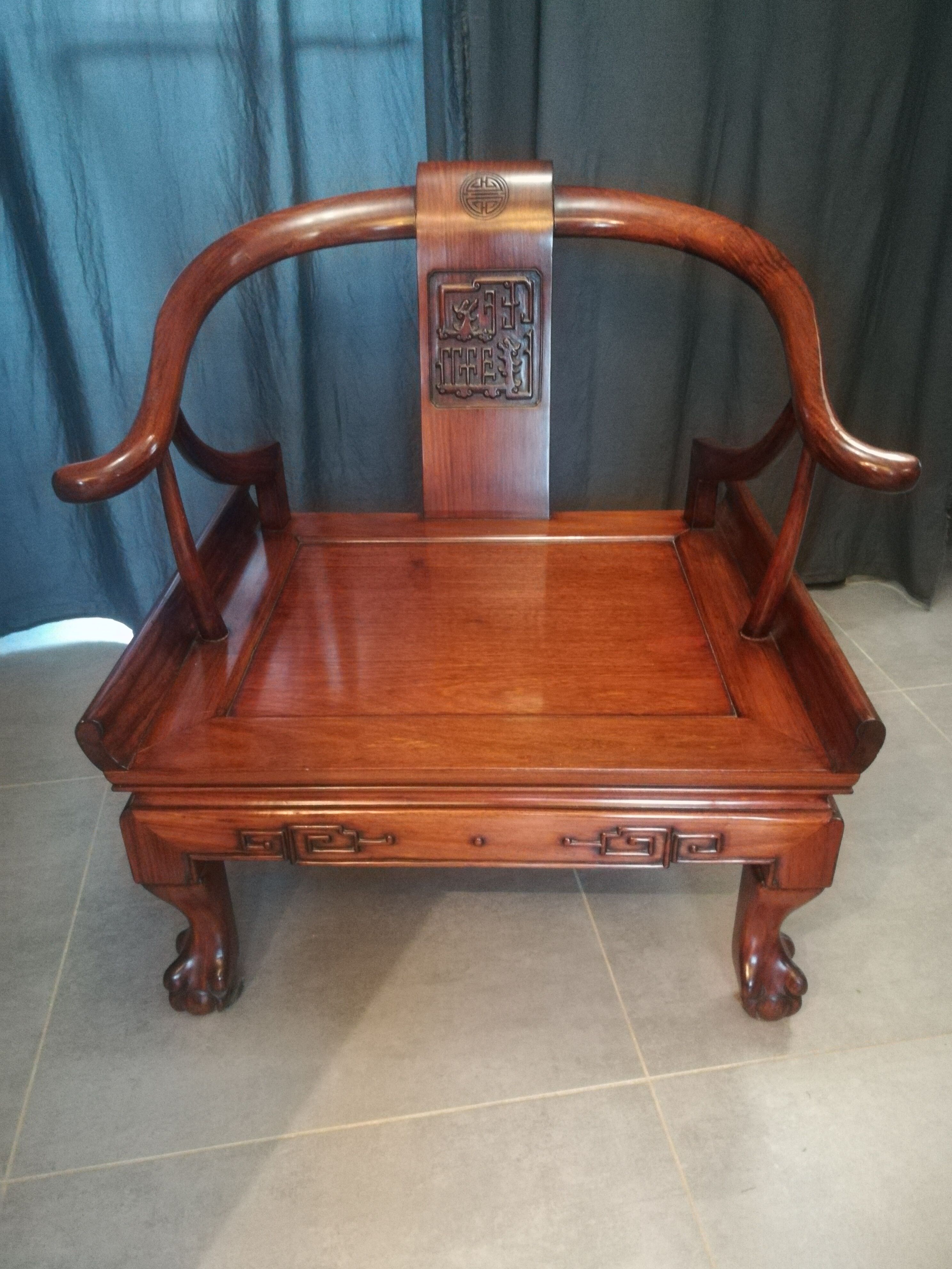 Pair of Chinese armchairs made of exotic wood