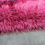Abstract Scandinavian  Hand-Knotted High Pile Rya Rug Carpet, Sweden, 1960s