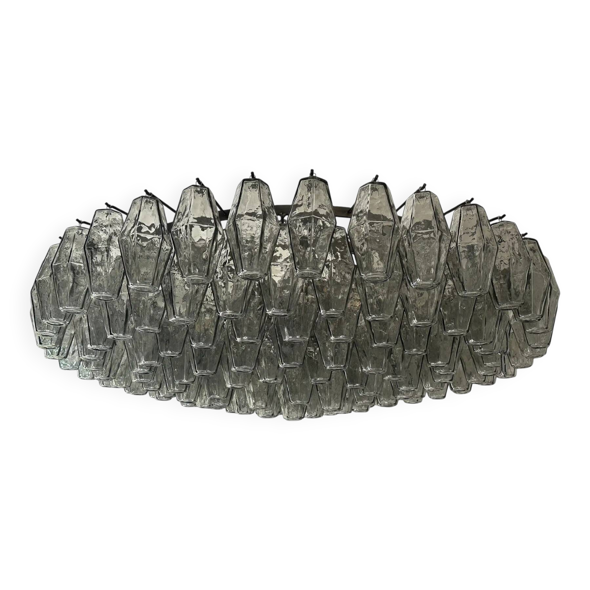 Plafonnier contemporain moderne gris "Poliedri" en verre de Murano par Simoeng