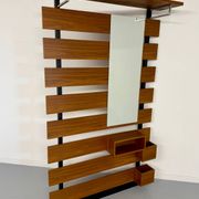 Scandinavian design teak wall unit with entrance door from the 70s
