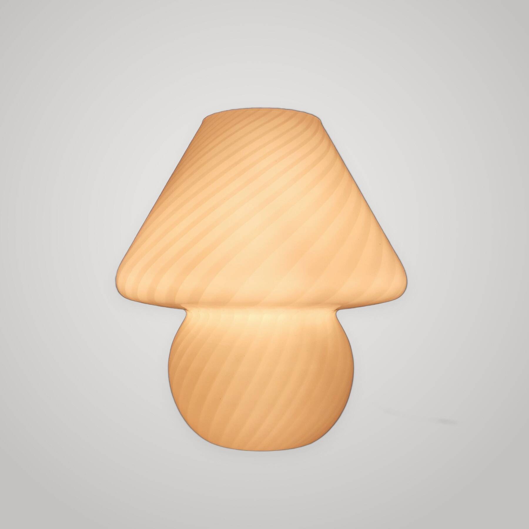Mushroom Table Lamp Murano Glass White Spiral Modern Design 1970