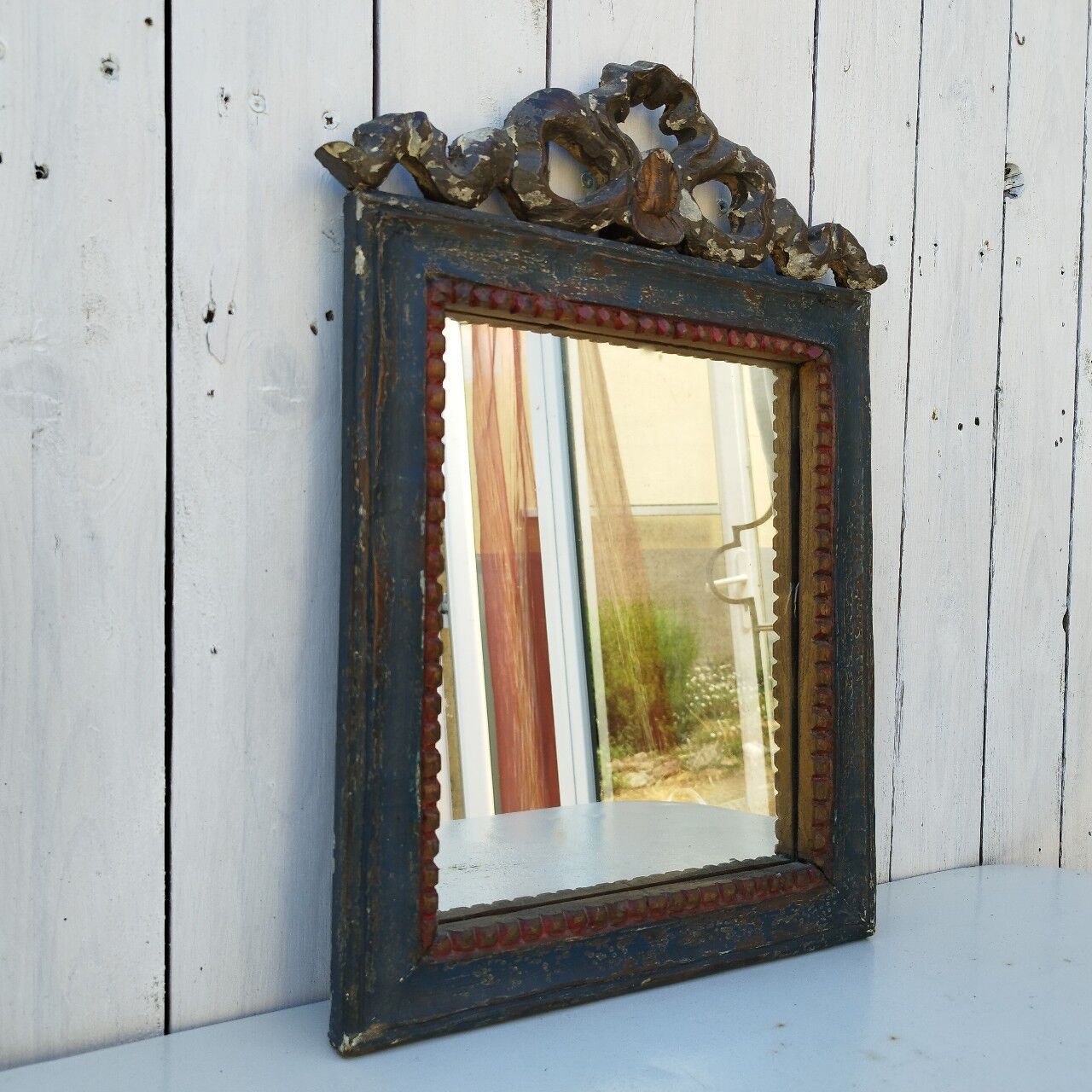 Louis XV style mirror wood and pediment