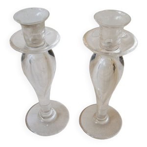 Paire bougeoirs en cristal