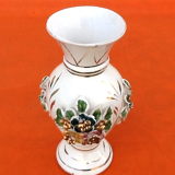 1970s Baluster vase White ceramic with gilding Floral decoration