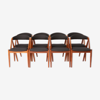 8 chaises de salle à manger Kai Kristiansen, modèle 31, Danemark, Vintage des années 1960, Teck