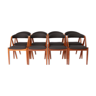 8 chaises de salle à manger Kai Kristiansen, modèle 31, Danemark, Vintage des années 1960, Teck