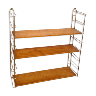 Etagere vintage 1950 en bois teinté