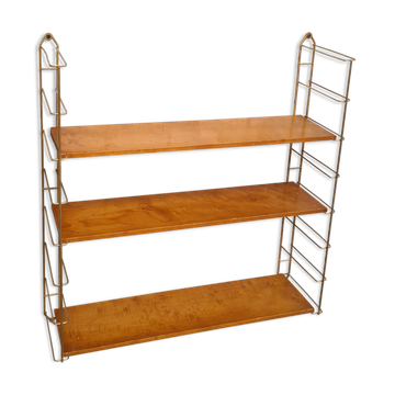 Etagere vintage 1950 en bois teinté
