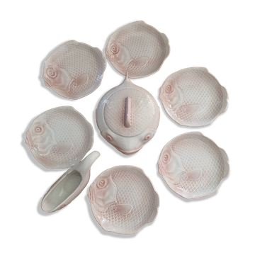 Soupière et assiettes à soupe poisson année 80