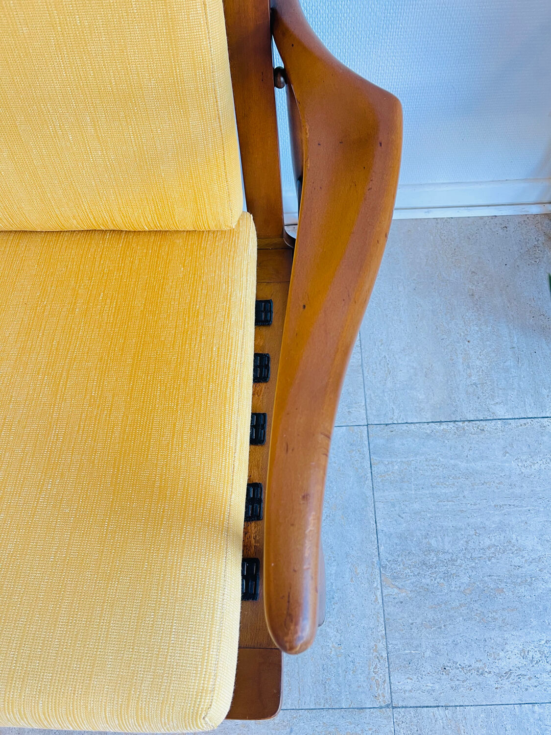 Scandinavian teak banquette for two, circa 1960.