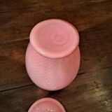 Opalescent pink glass cotton pot