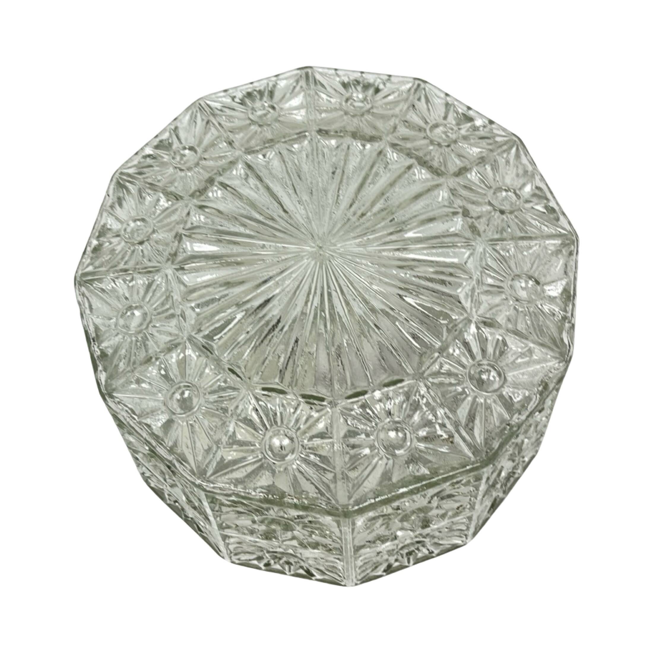Lampe de plafond en verre avec rosace en cristal, style Hillebrand, Allemagne, années 1970.