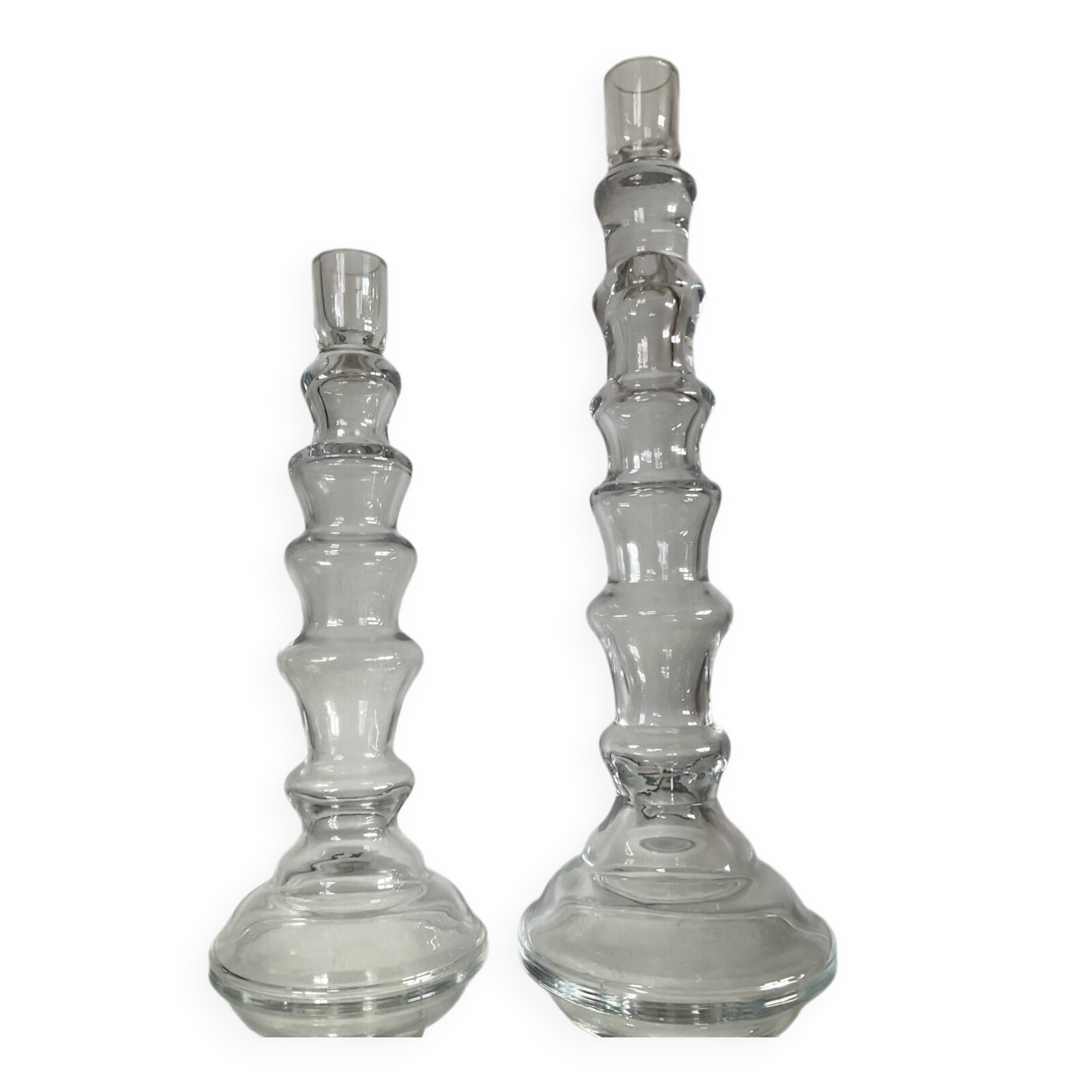 Pair of vintage blown glass candlesticks