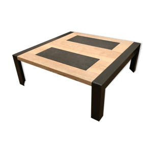 Table basse carrée design industriel ou table de ferme