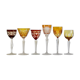 Ensemble de 6 verres à vin en cristal antique multicolore bohémien