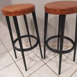 Suite de 4 tabourets de bar bistrot baumann vintage années 1960