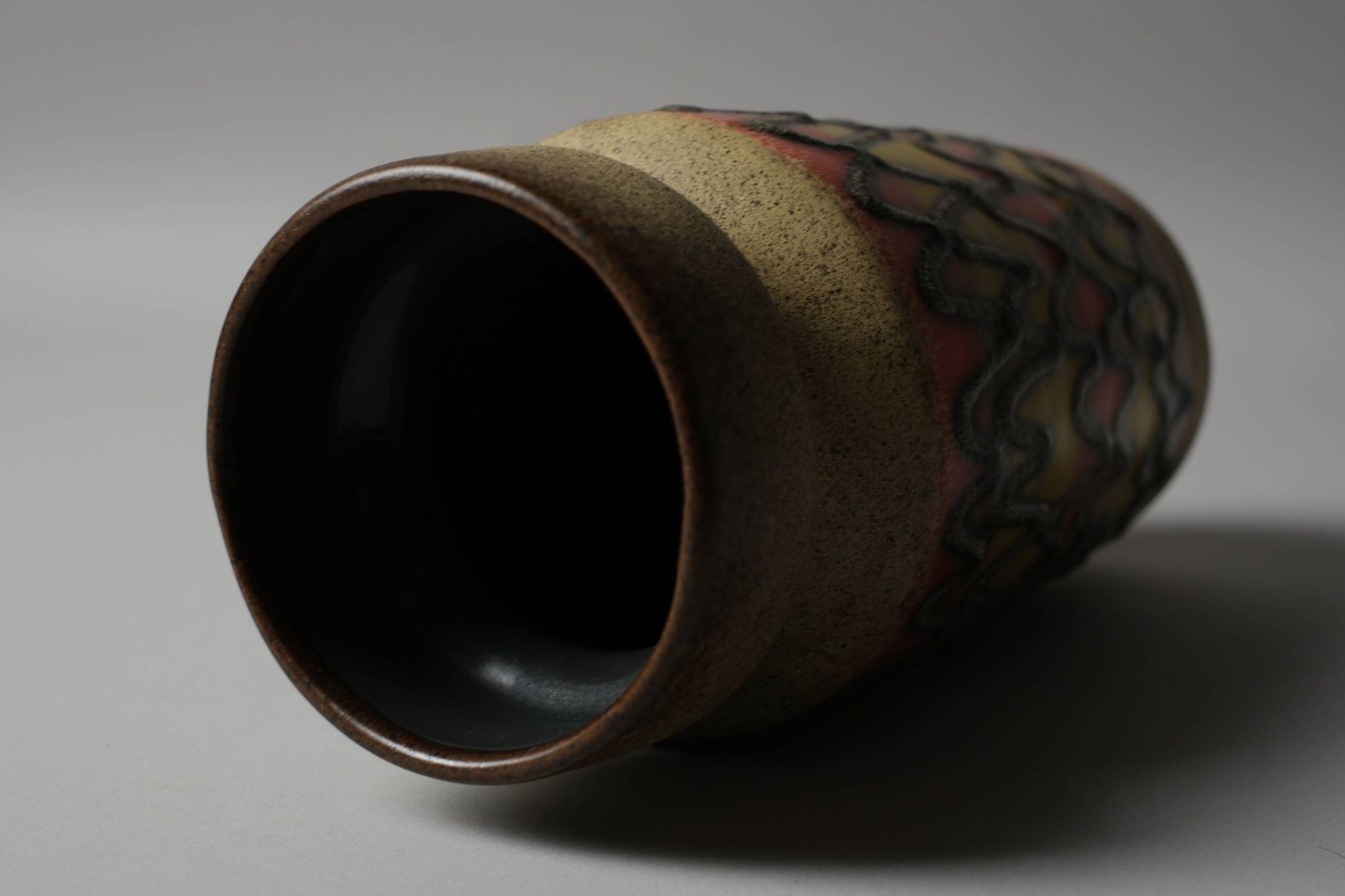Vase fat lava VEB Haldensleben, zigzag, Allemagne de l'Est, années 1960