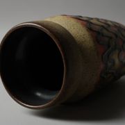 Vase fat lava VEB Haldensleben, zigzag, Allemagne de l'Est, années 1960