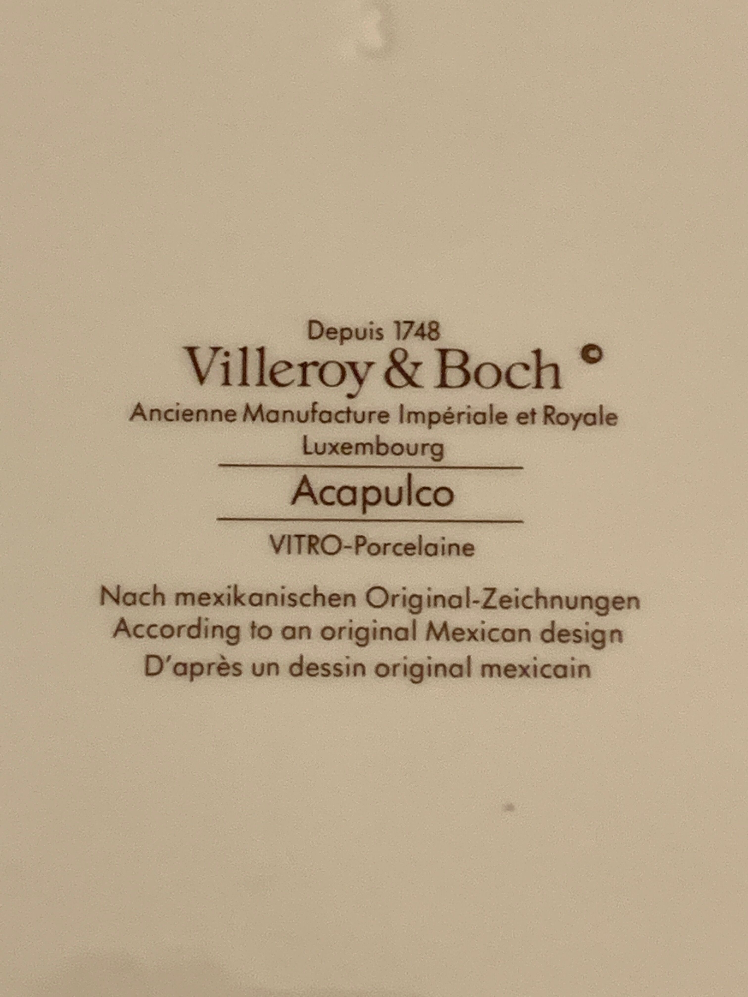 Porcelain vitro plate, Acapulco model by Villeroy and Boch, 34 x 16 cm