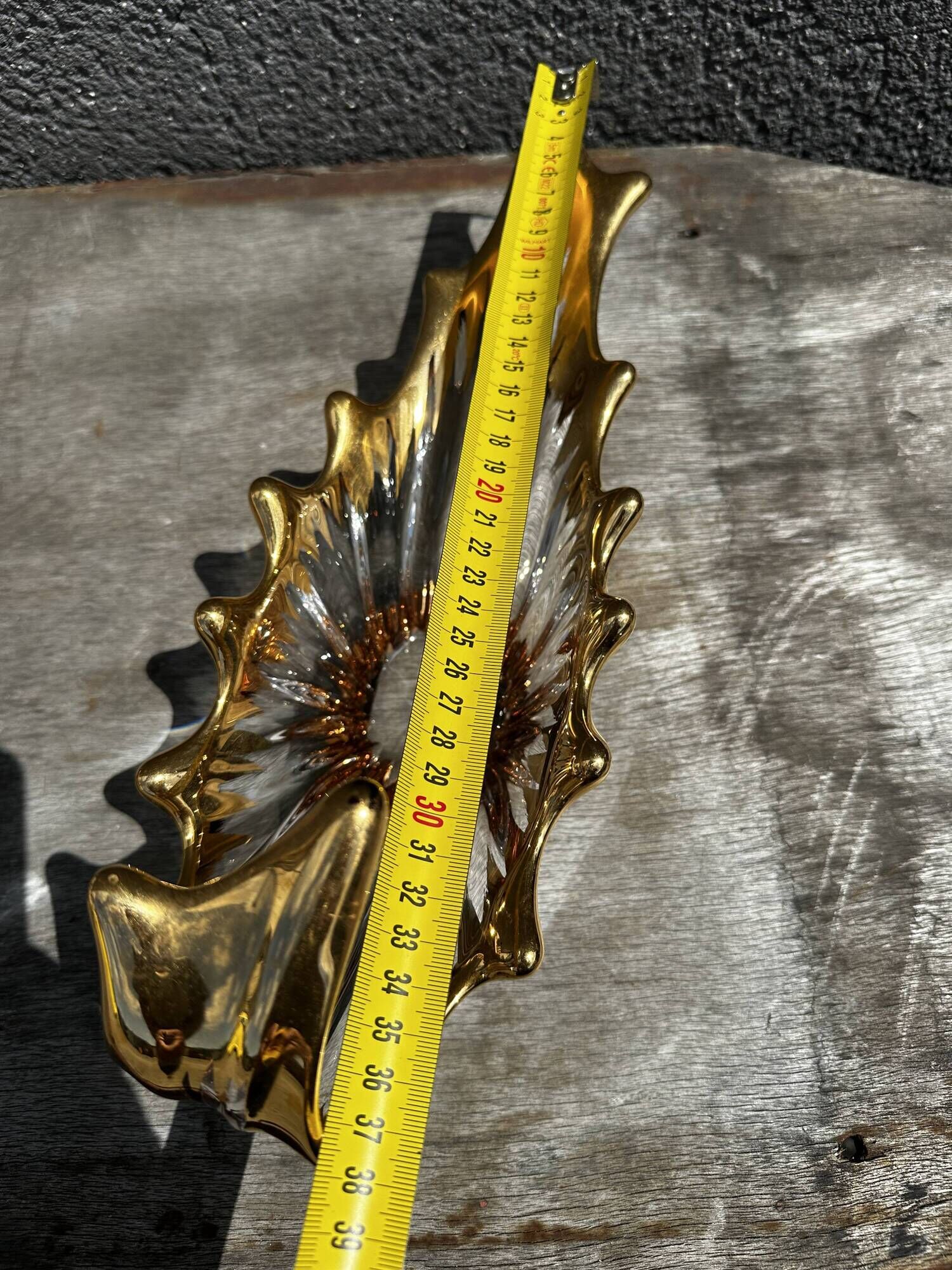 Centre de table / vide poche vintage cristal cofrac transparent et or - 60´