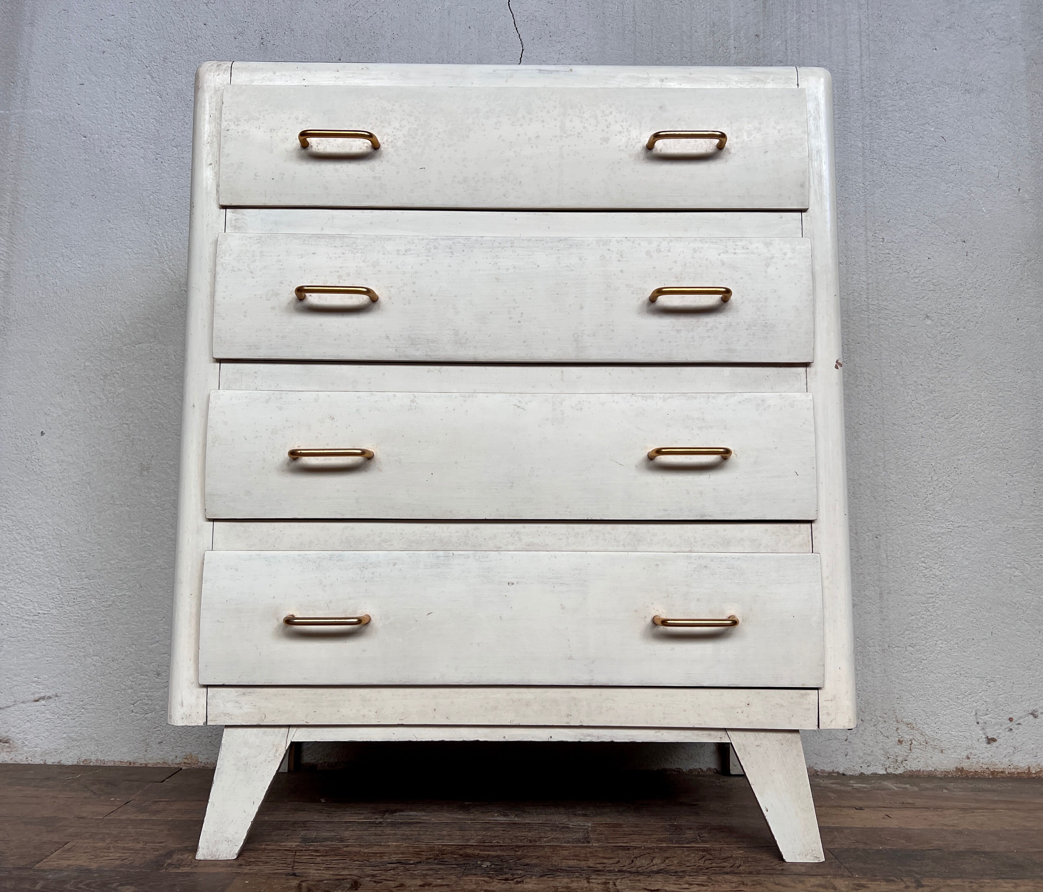 Vintage white chest of drawers feet compass 1960