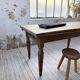 Solid oak farmhouse table with integrated extensions 1950