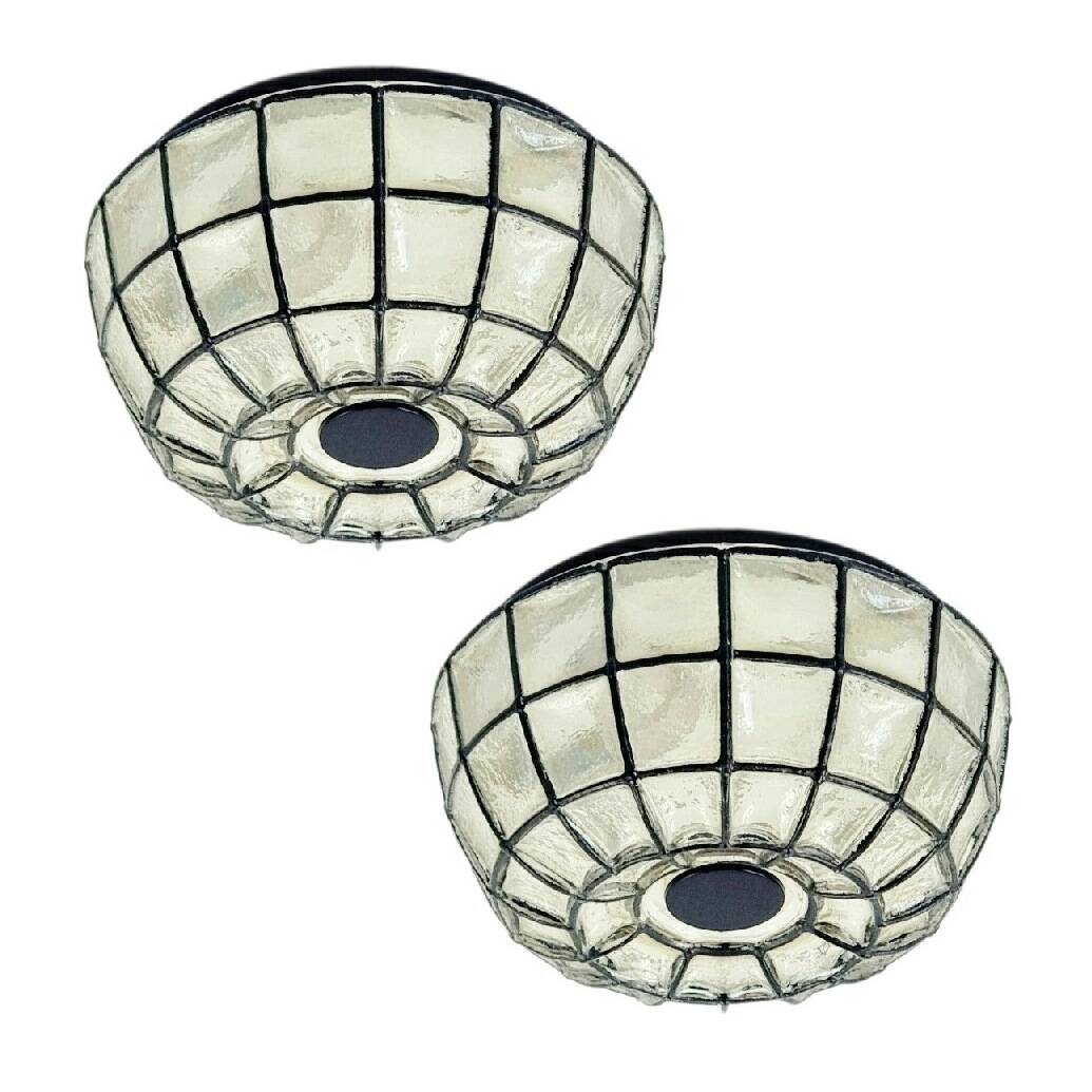 1 Of 2 Mid Century Modern Glass Ceiling Lights From Limburg, Germany, 1970s
